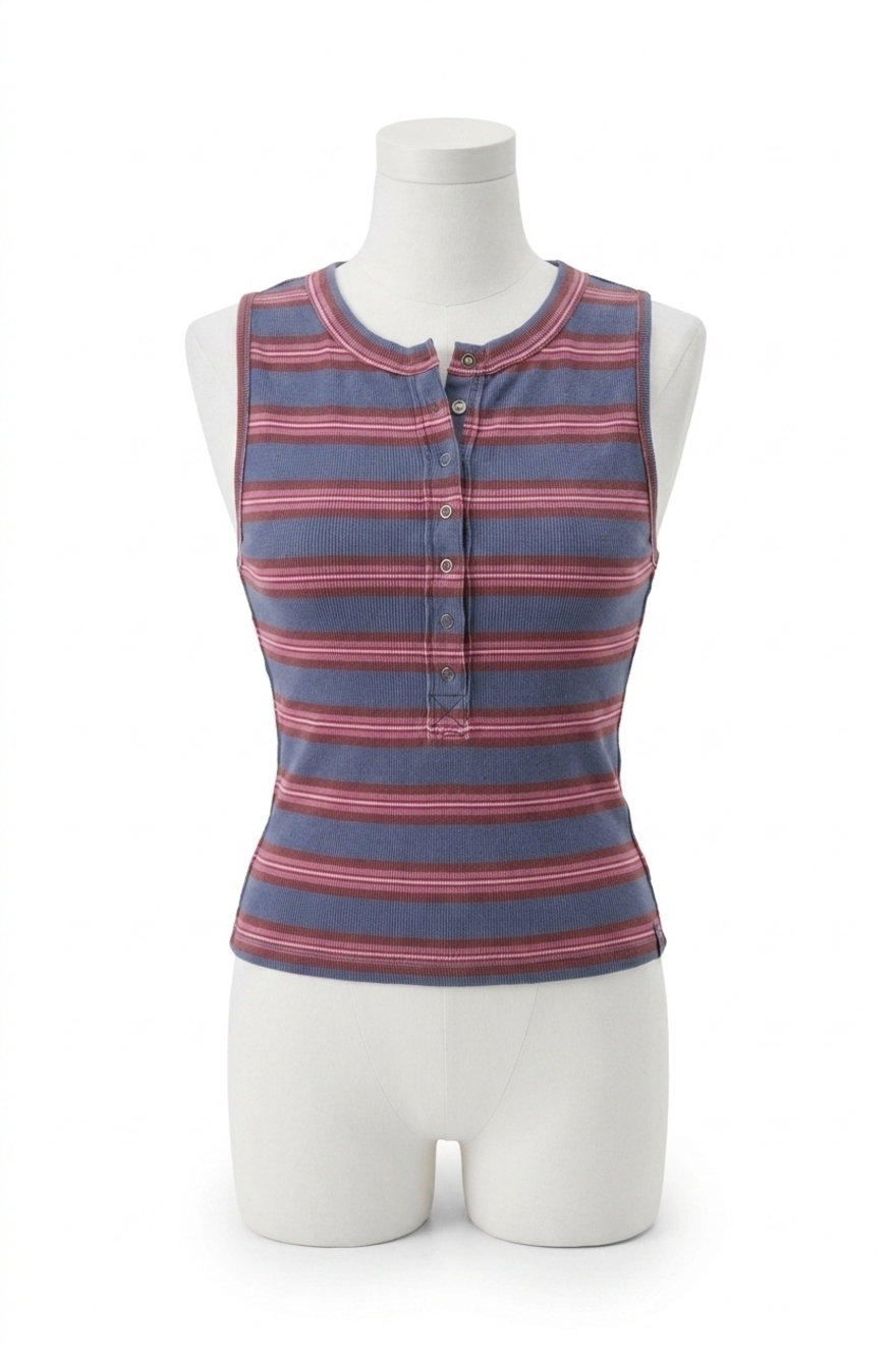 NEW FREE PEOPLE jamie henley striped tank top in navy combo